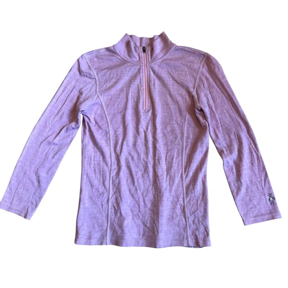 Smartwool Girls Sz XL Purple Merino Wool Quarter Zip Pullover Top Base Layer - Picture 1 of 12